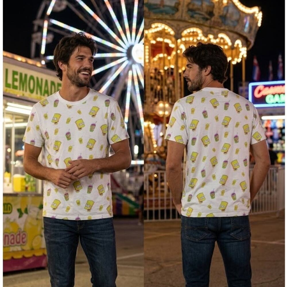 The Simpsons Bart Simpson Squishee Shirt Men’s Medium 40 Chest White Tee